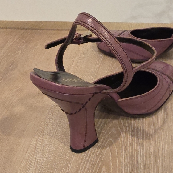 Prada Capretto Fume Petalo Decorative Stitch Mary Jane Pump Chunky Flair Heel - Picture 6 of 12